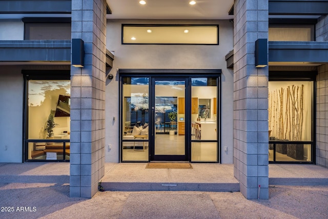 view of exterior entry with french doors