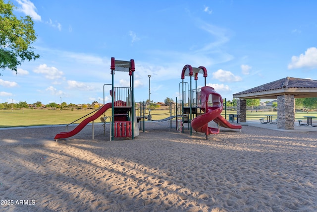 community play area with a gazebo