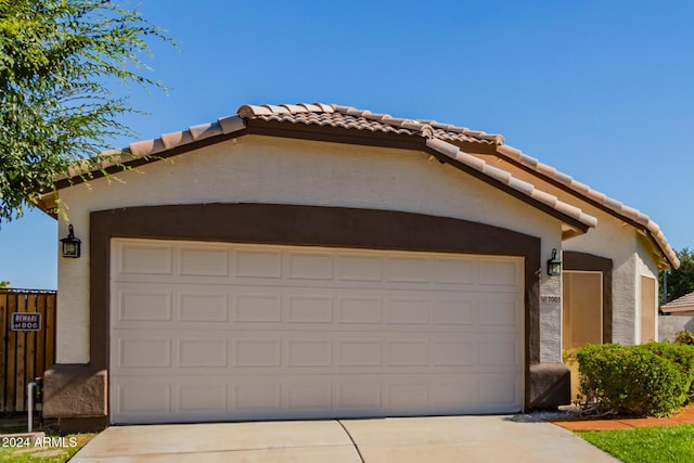 exterior space with a garage