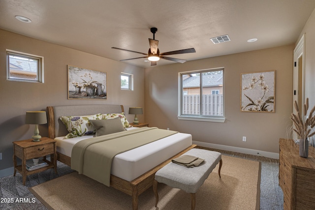 5974 E Elk Spgs, Lakeside, AZ 85929 - carpeted bedroom with baseboards, ceiling fan, and recessed lighting