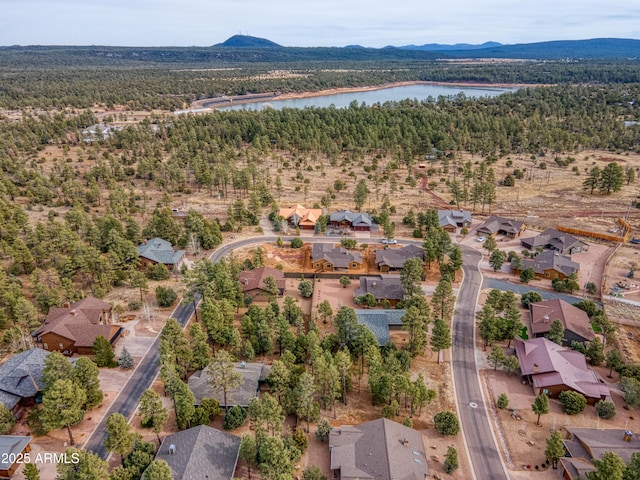 5974 E Elk Spgs, Lakeside, AZ 85929 - aerial view of residential area with a heavily wooded area and a water and mountain view
