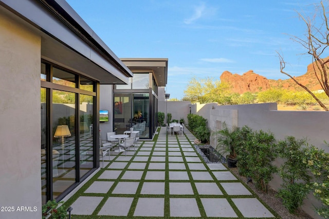 view of patio featuring a fenced backyard