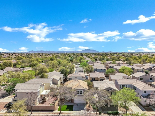 bird's eye view with a mountain view and a residential view