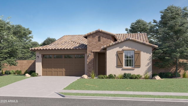 view of front facade featuring a tiled roof, stone siding, driveway, and stucco siding