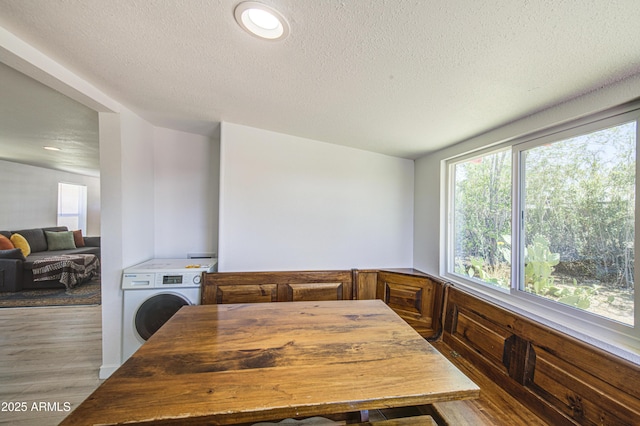 520 S Macdonald, Mesa, AZ 85210 - dining room with washer / dryer, wood finished floors, and a textured ceiling