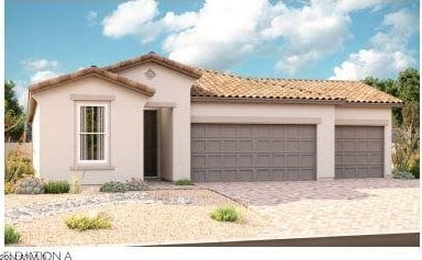 mediterranean / spanish house featuring a garage