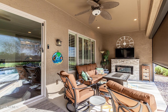 20558 N 263rd Dr, Buckeye, AZ 85396 - view of patio / terrace with a ceiling fan and an outdoor hangout area