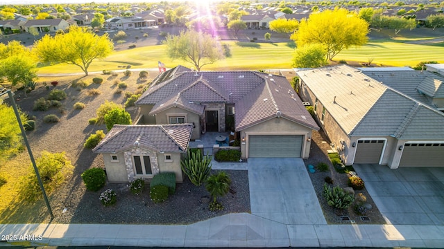 drone / aerial view with a residential view