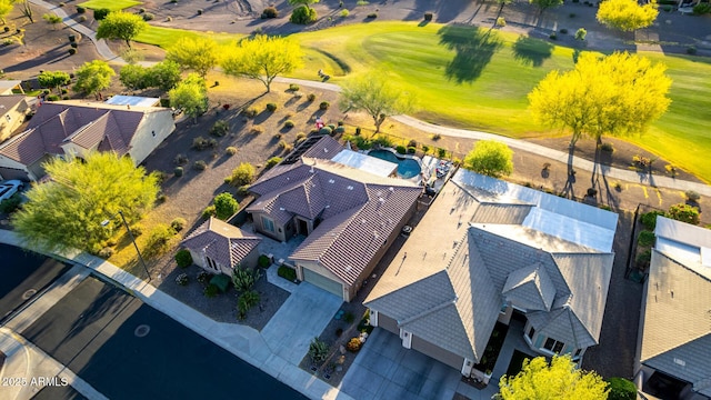 drone / aerial view featuring golf course view
