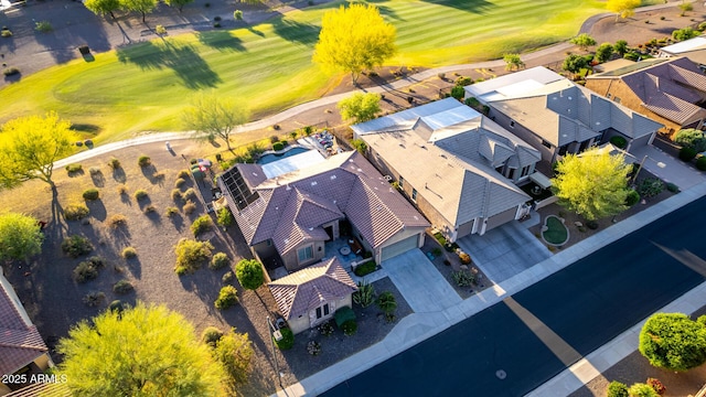 birds eye view of property featuring golf course view