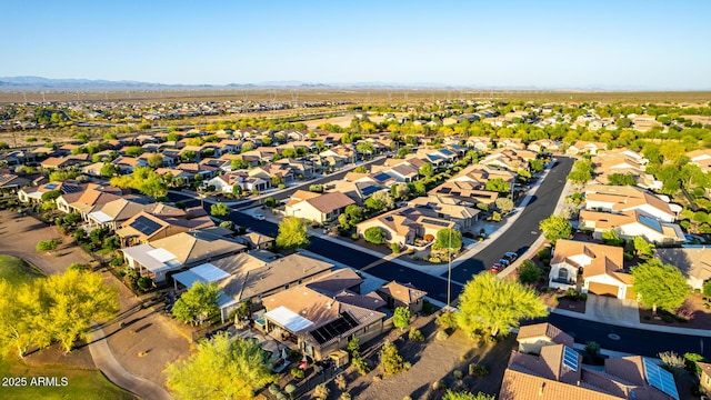 aerial view featuring a residential view and a mountain view