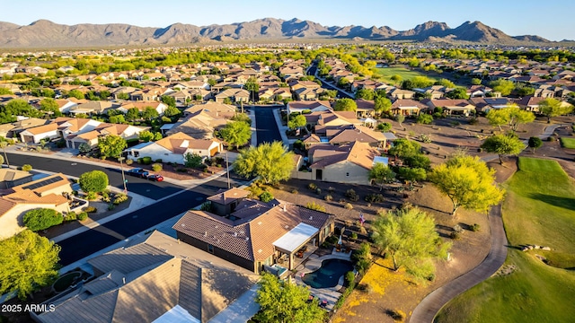 aerial view with a residential view and a mountain view