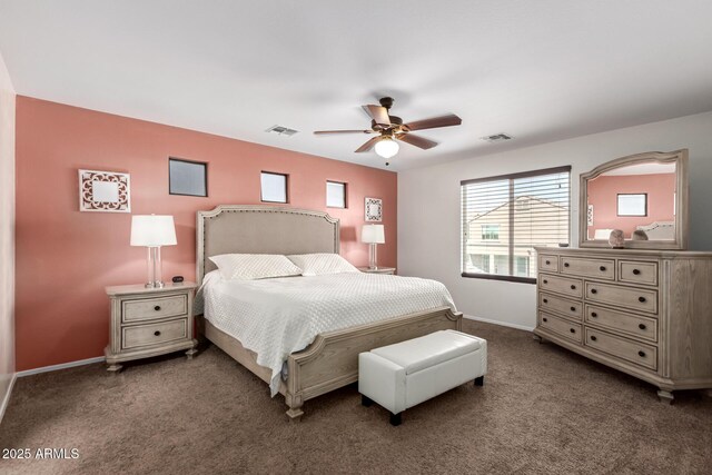 6746 W Wethersfield Rd, Peoria, AZ 85381 - bedroom featuring visible vents, baseboards, carpet flooring, and ceiling fan