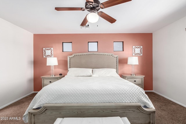 6746 W Wethersfield Rd, Peoria, AZ 85381 - carpeted bedroom featuring visible vents, baseboards, and ceiling fan
