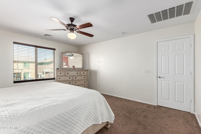 6746 W Wethersfield Rd, Peoria, AZ 85381 - carpeted bedroom featuring visible vents, baseboards, and a ceiling fan