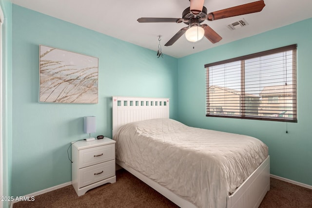 6746 W Wethersfield Rd, Peoria, AZ 85381 - bedroom with carpet flooring, visible vents, baseboards, and ceiling fan