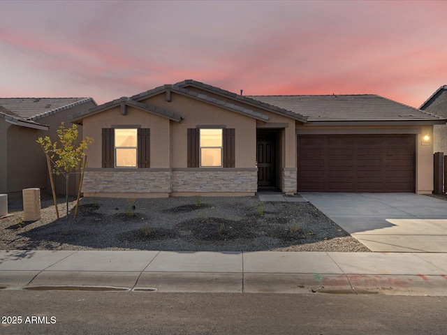 single story home with a garage