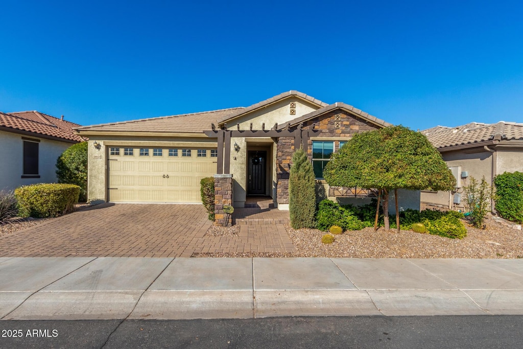 view of front of house with a garage