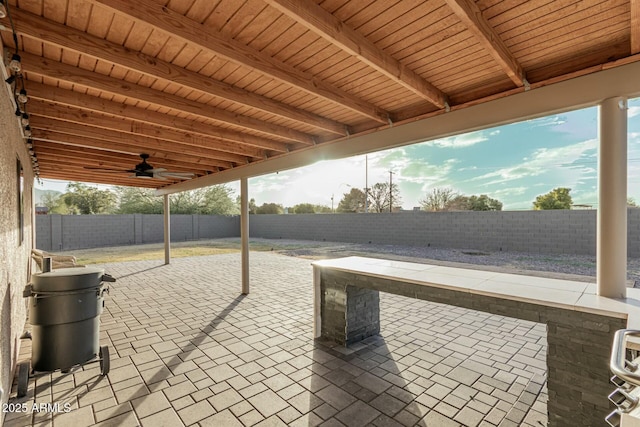 view of patio / terrace featuring ceiling fan