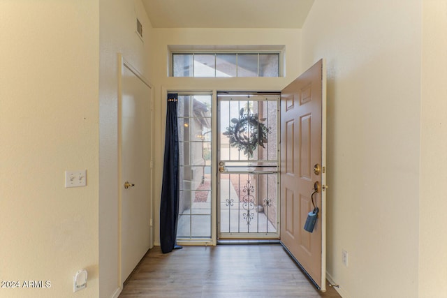 foyer with hardwood / wood-style flooring