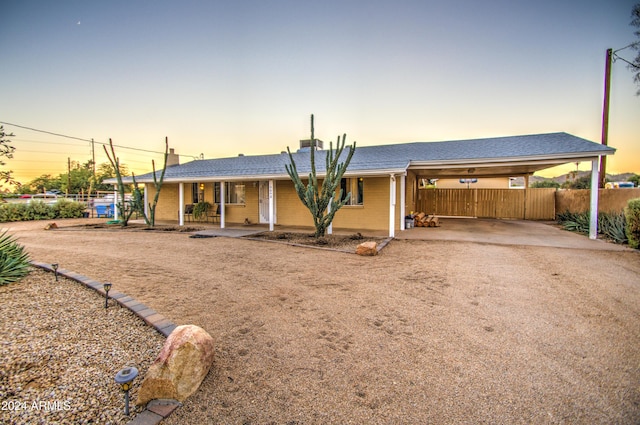 view of ranch-style home