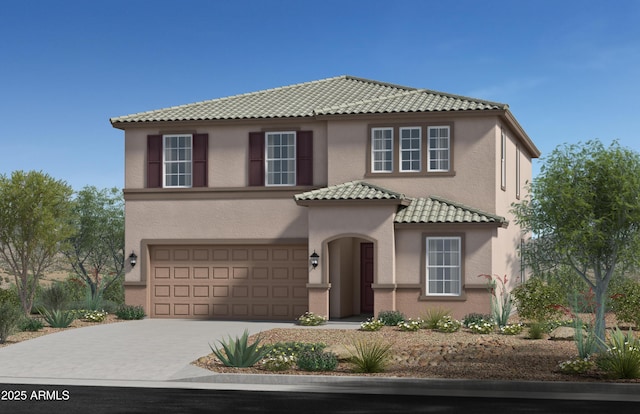 18244 W Tohono Dr, Goodyear, AZ 85338 - view of front of house featuring an attached garage, stucco siding, driveway, and a tile roof