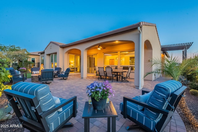 view of patio featuring outdoor dining space and an outdoor hangout area