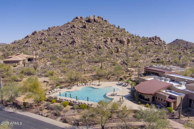 exterior space with a mountain view