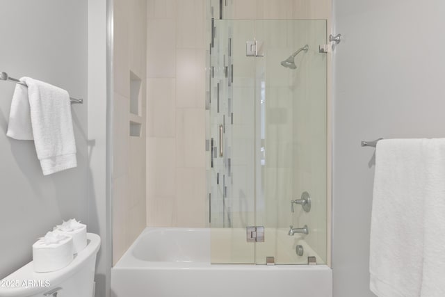 6450 E Vernon Ave, Scottsdale, AZ 85257 - bathroom with toilet and bath / shower combo with glass door