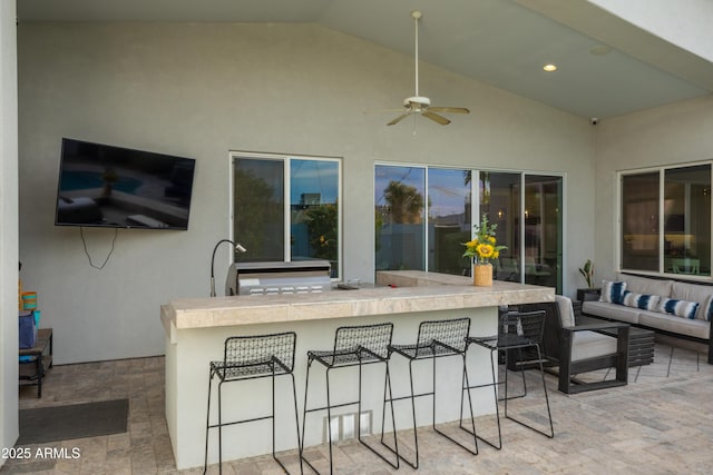 6450 E Vernon Ave, Scottsdale, AZ 85257 - view of patio / terrace featuring a ceiling fan and an outdoor hangout area