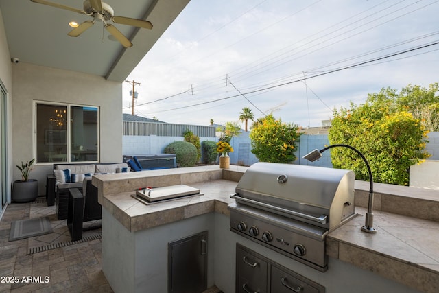 6450 E Vernon Ave, Scottsdale, AZ 85257 - fenced backyard featuring ceiling fan and a patio area