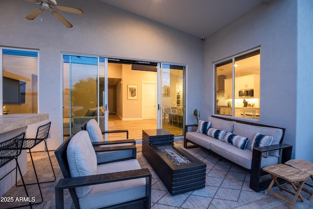 6450 E Vernon Ave, Scottsdale, AZ 85257 - view of patio featuring an outdoor living space with a fire pit and ceiling fan