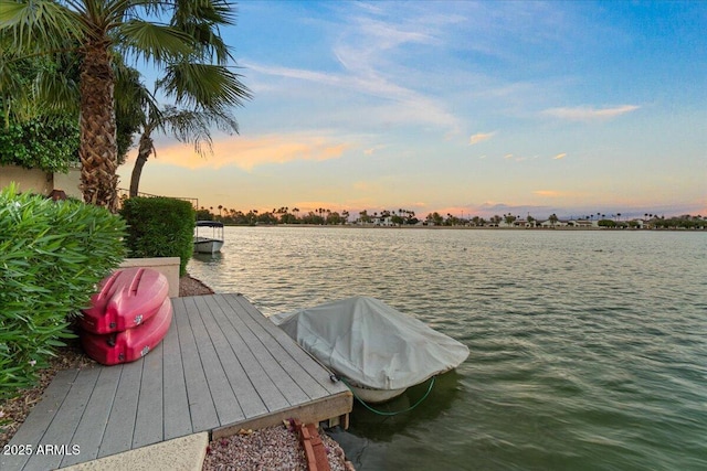 dock area featuring a water view