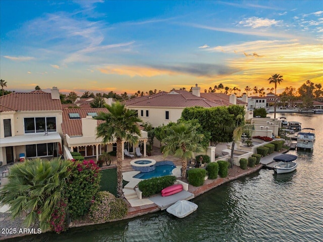 exterior space featuring a water view