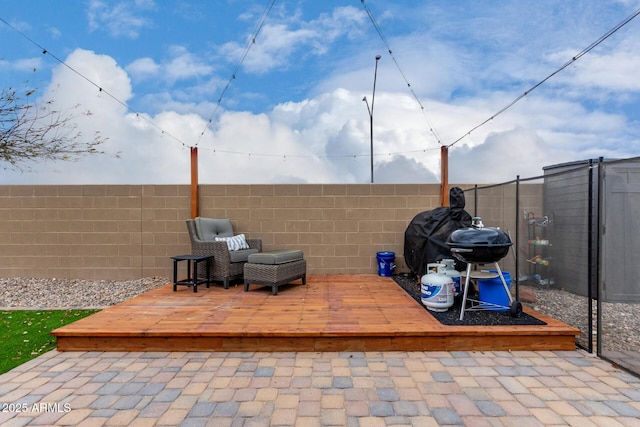 view of patio featuring a fenced backyard