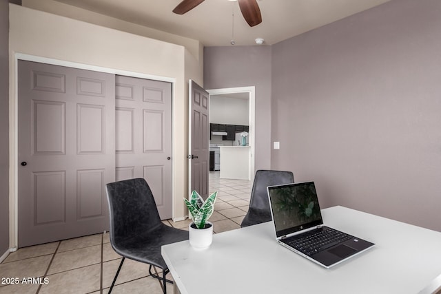 14216 N Saguaro Blvd Unit A, Fountain Hills, AZ 85268 - home office featuring ceiling fan and light tile patterned floors