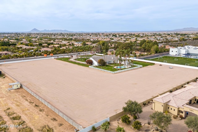 drone / aerial view with a mountain view