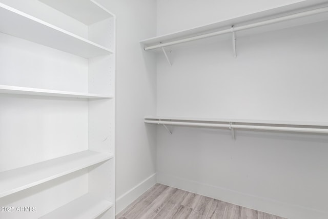 walk in closet with light wood-type flooring