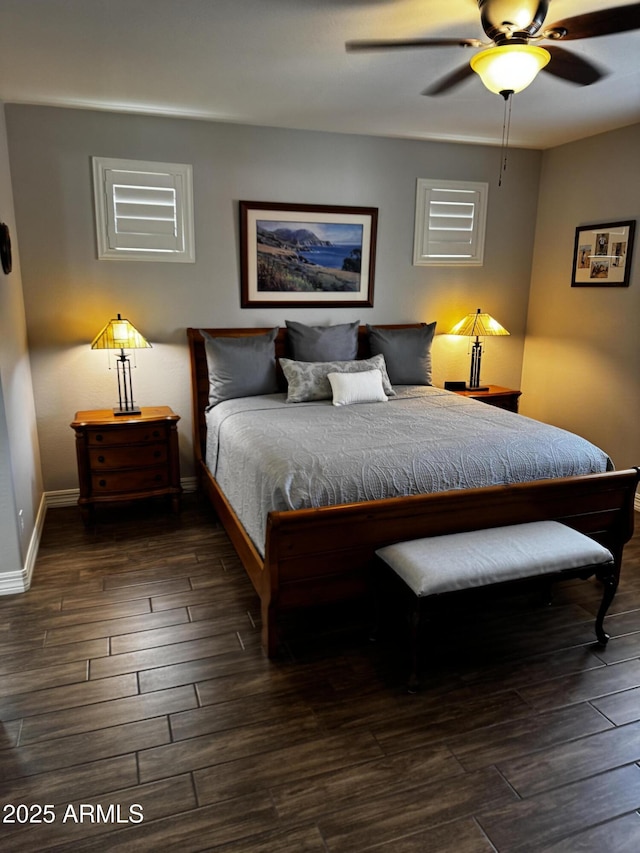 10704 E Twister Ave, Mesa, AZ 85212 - bedroom featuring wood finished floors, baseboards, and ceiling fan