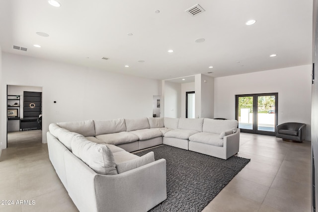 living room with french doors