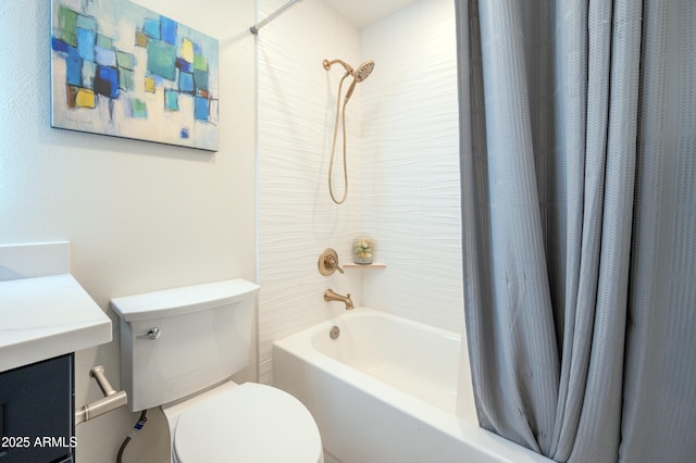 full bathroom featuring vanity, toilet, and shower / bath combo