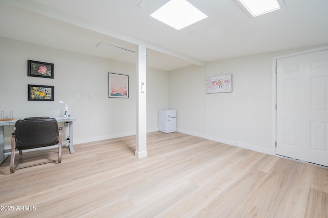 office space featuring light wood-type flooring