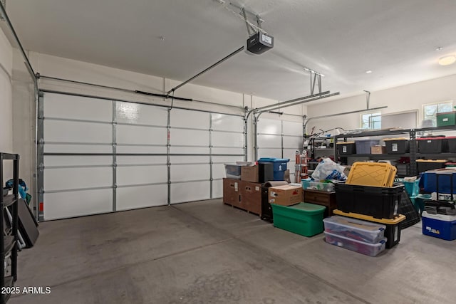 garage with a garage door opener