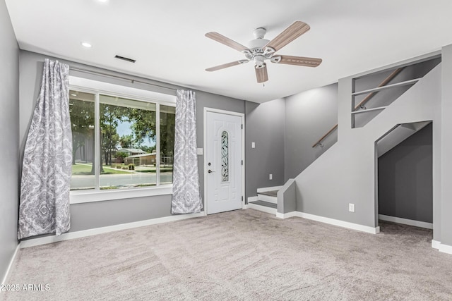 18 E Hermosa Dr Unit 18, Tempe, AZ 85282 - carpeted entrance foyer with a ceiling fan, stairway, and recessed lighting
