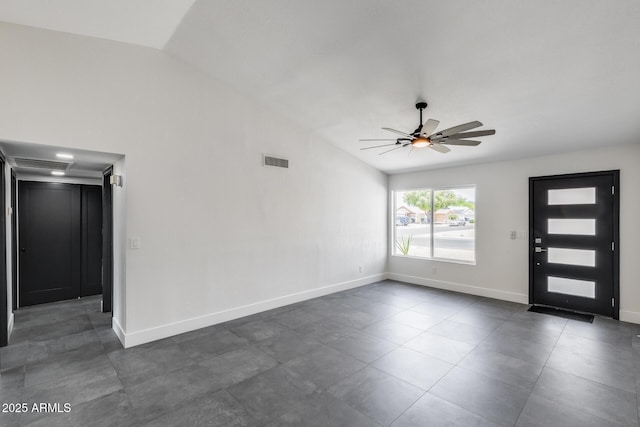 3011 E John Cabot Dr, Phoenix, AZ 85032 - entryway with vaulted ceiling, a ceiling fan, and baseboards