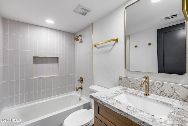 3011 E John Cabot Dr, Phoenix, AZ 85032 - bathroom featuring vanity,  shower combination, toilet, and recessed lighting