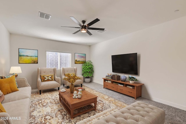 2364 N 212th Ave, Buckeye, AZ 85396 - carpeted living area featuring ceiling fan and baseboards