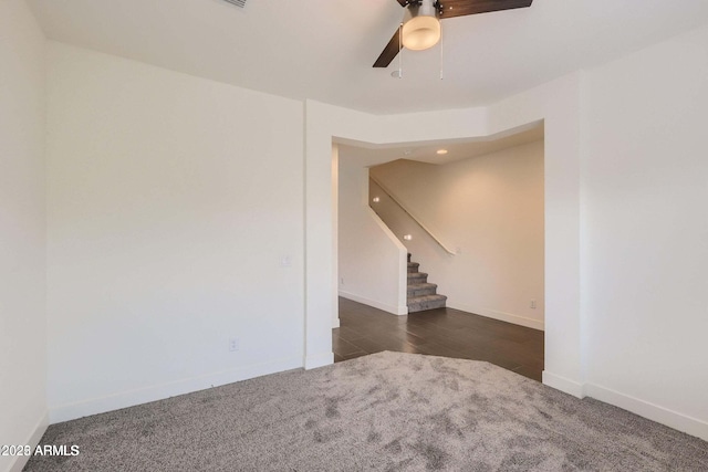 2364 N 212th Ave, Buckeye, AZ 85396 - carpeted spare room with ceiling fan, stairs, and baseboards