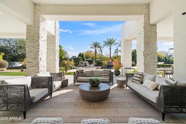 view of patio featuring an outdoor hangout area