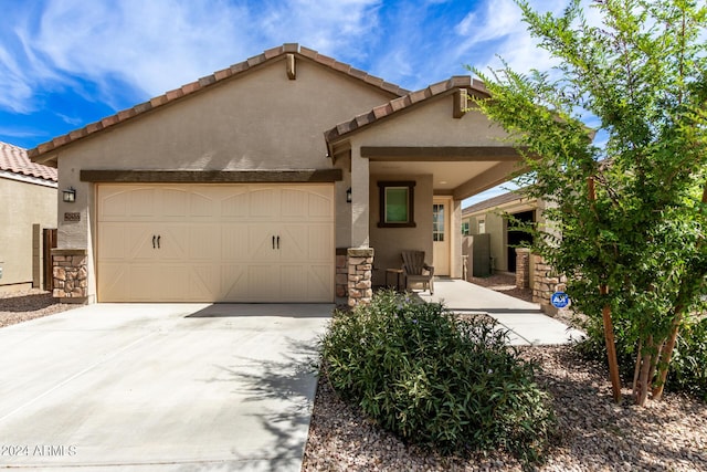 view of front of house with a garage